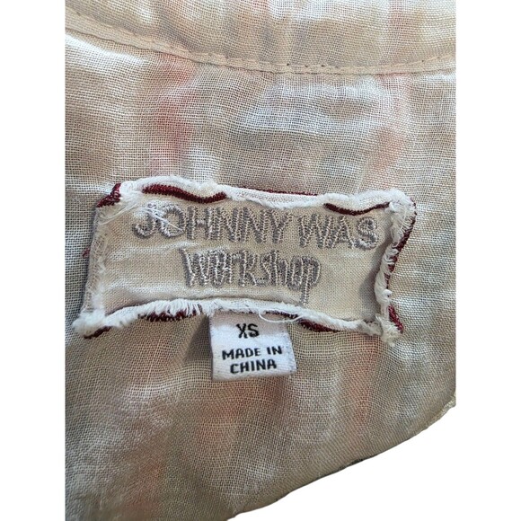 Johnny Was Workshop Top Womans Extra Small White Colorful Embroidered Boho - Picture 6 of 7
